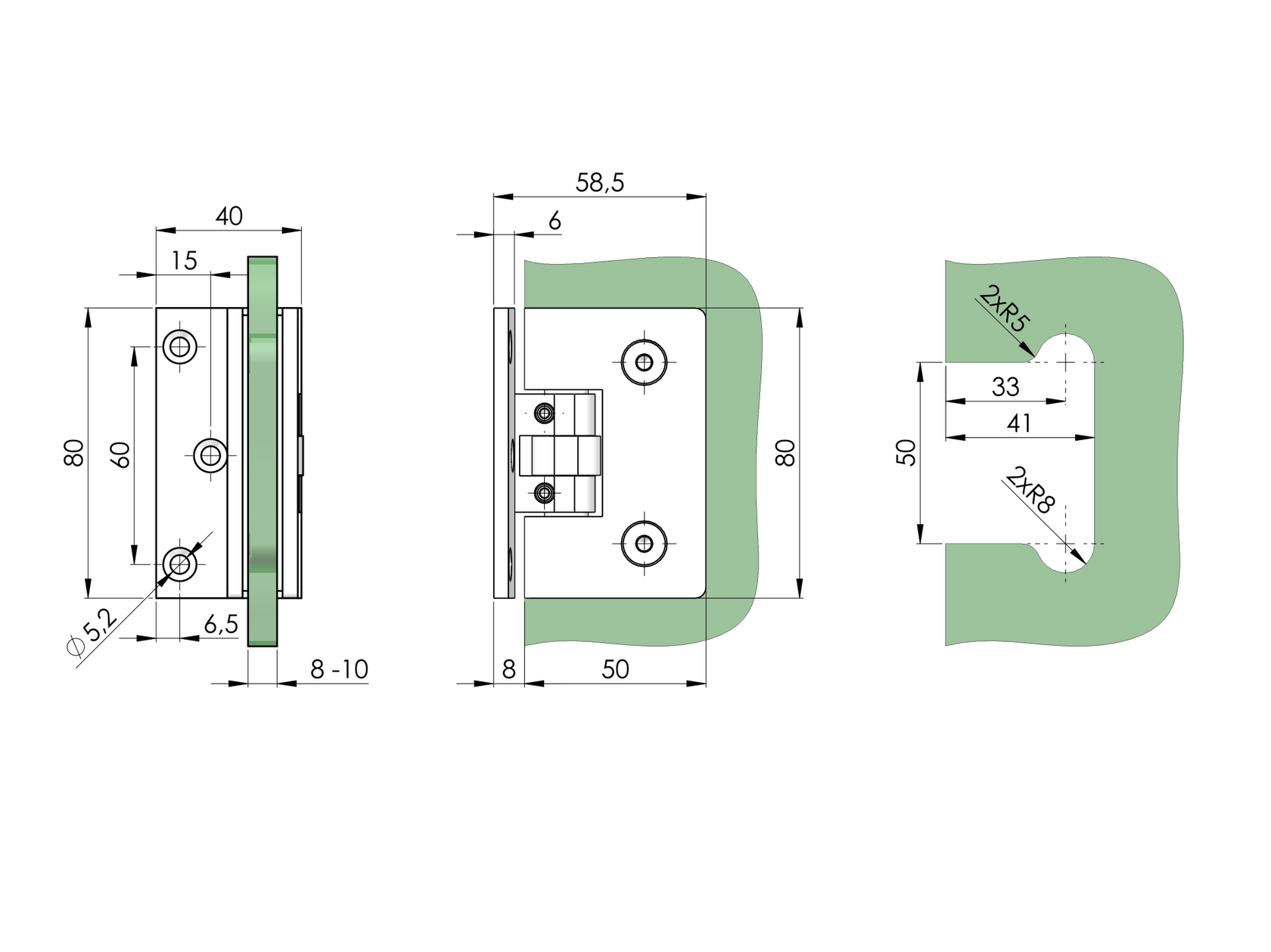 Hinge for glass door Brass flex