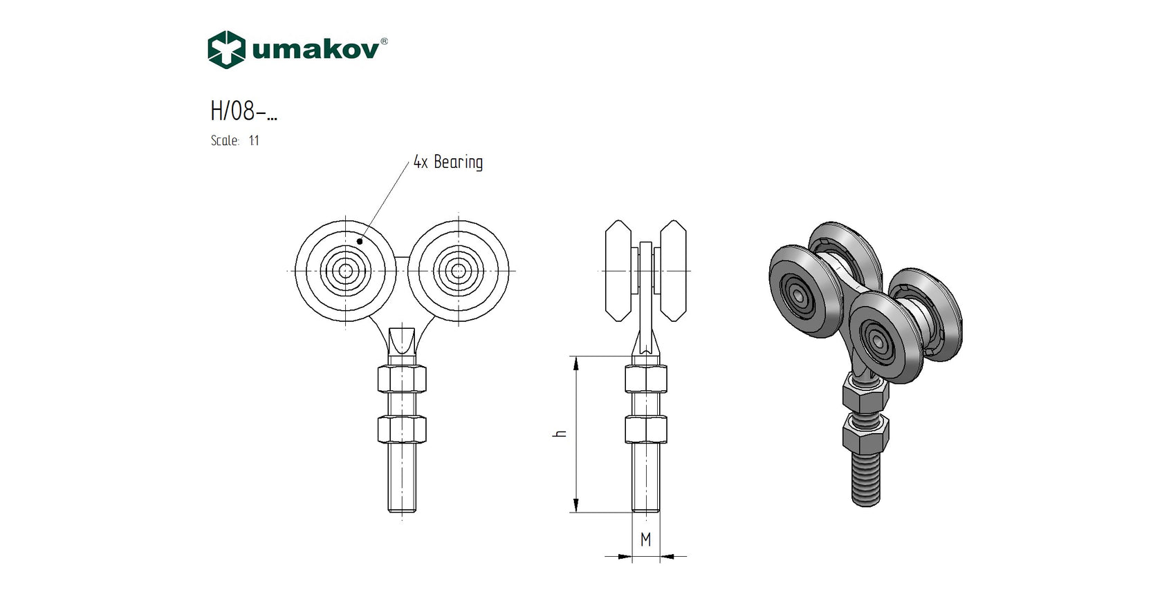 Gate roller track Zn, profile 57x67mm