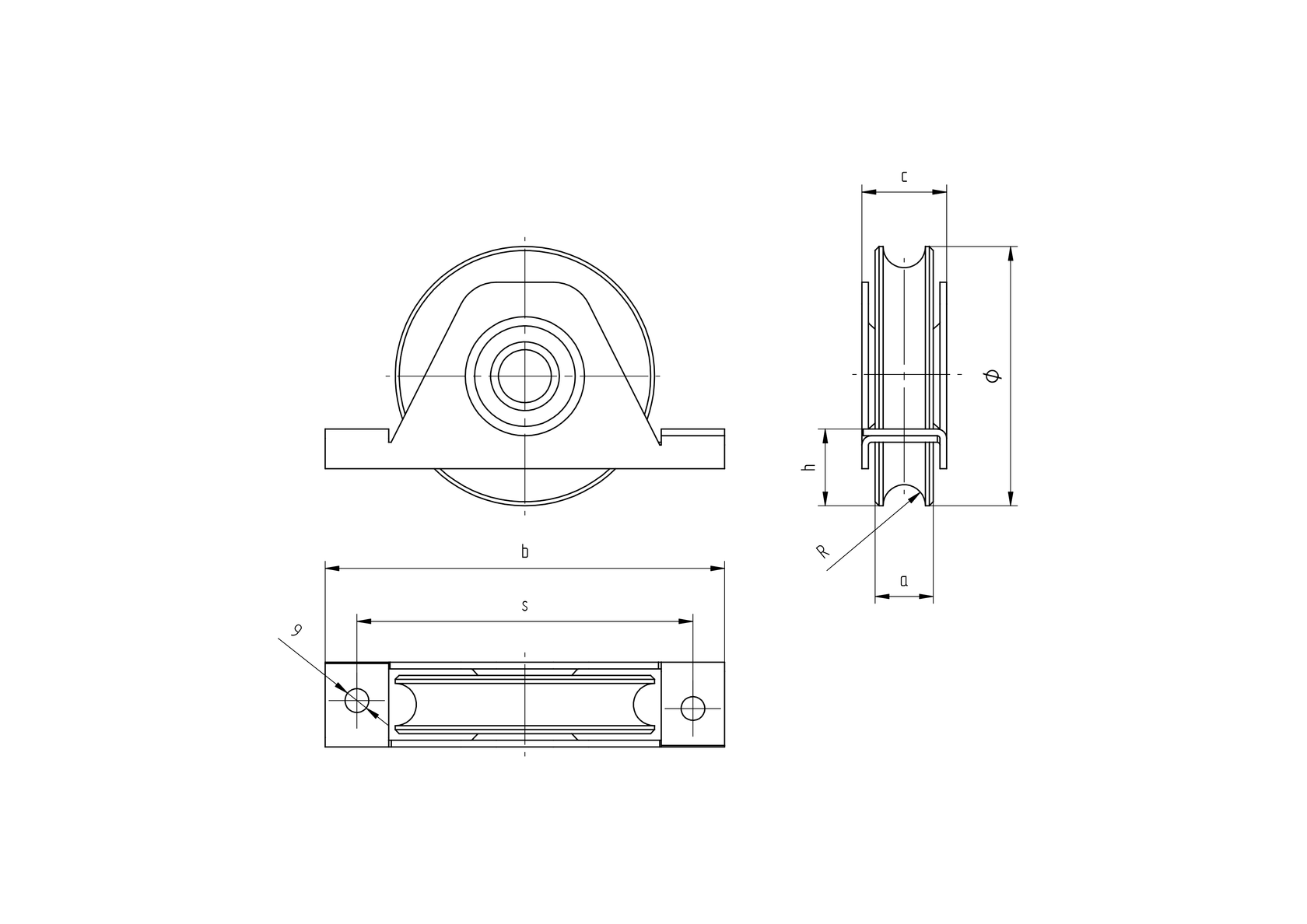 Wheel for sliding gates with U groove INOX, D80mm