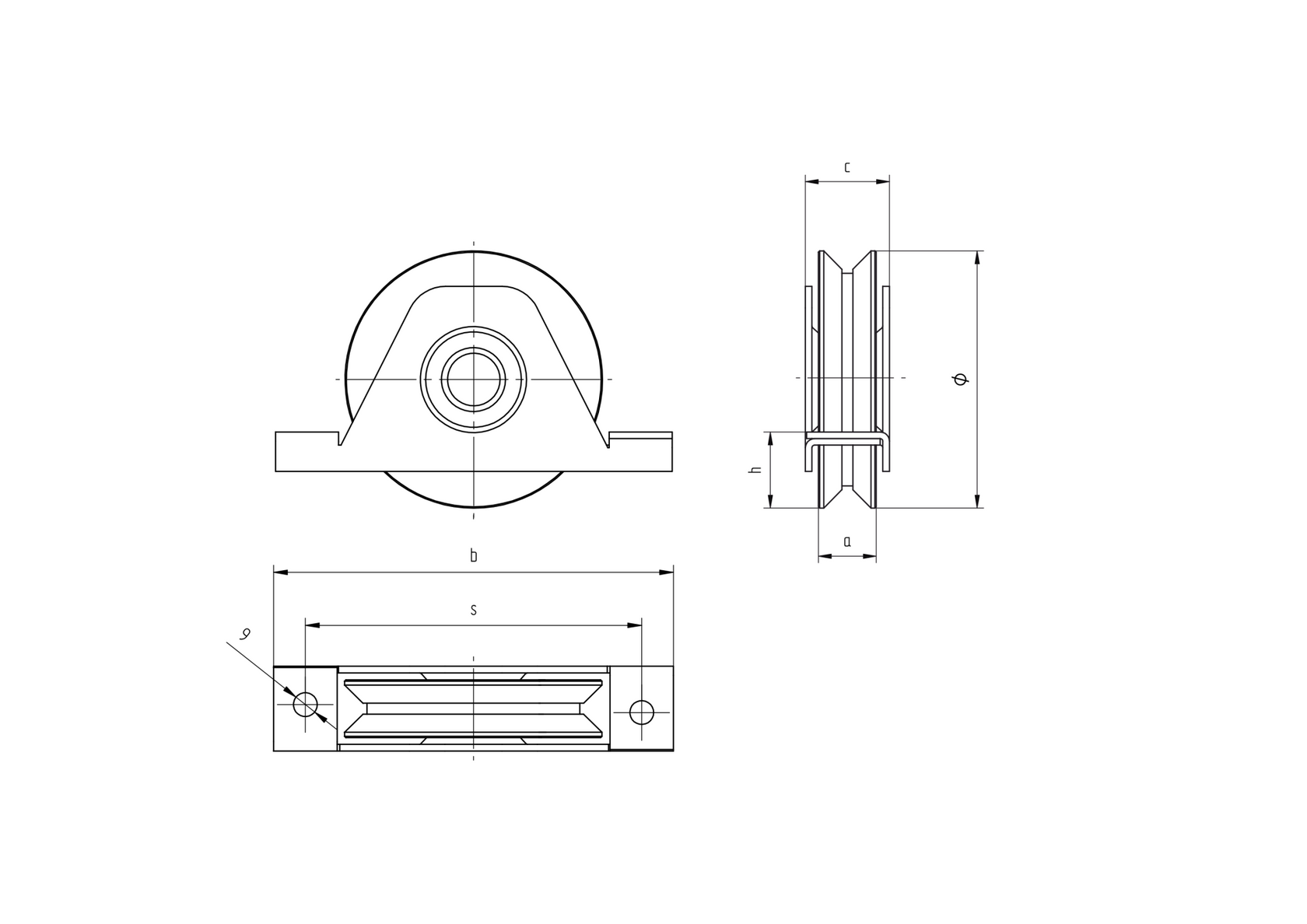 Wheel for sliding gates with V groove INOX, D80mm
