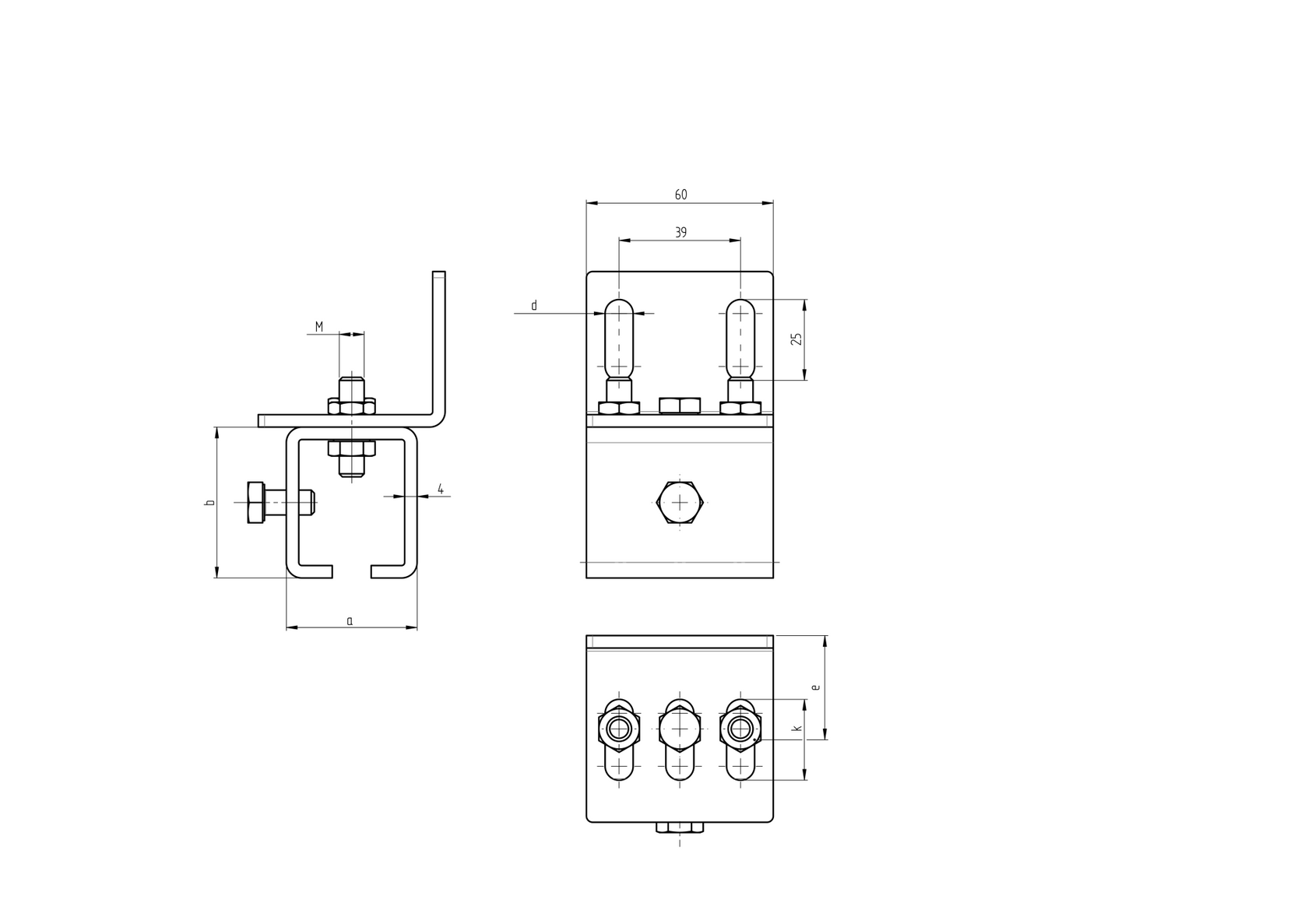 Profile holder - side Zn, profile 42x54mm