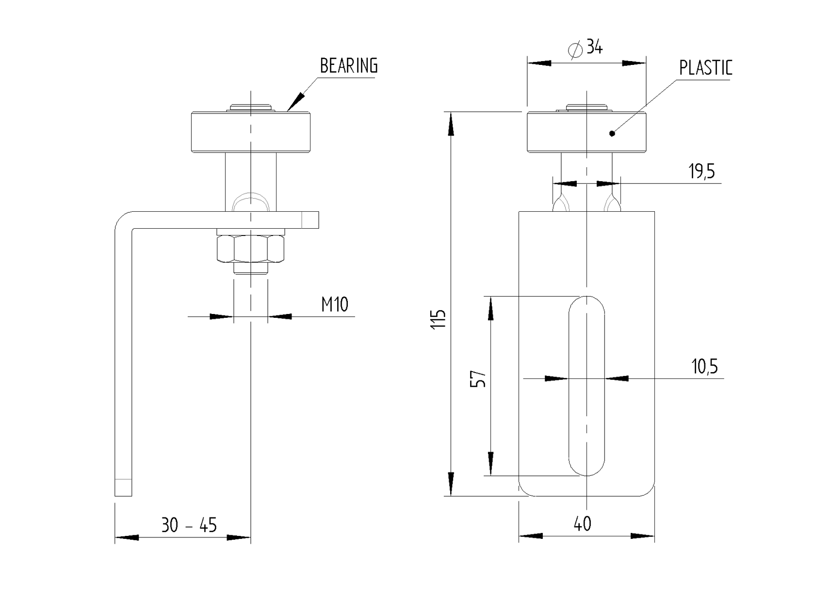 Nylon wheel H115mm, B4