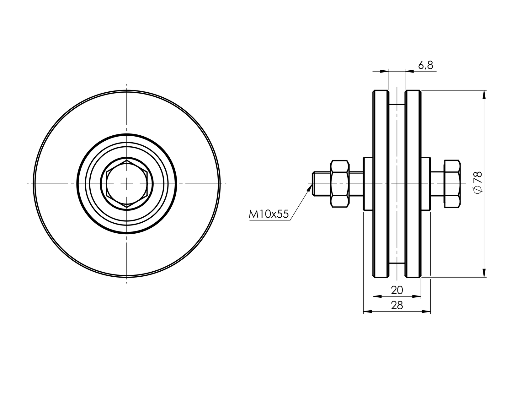 Wheels H-Type, Zn, D80mm