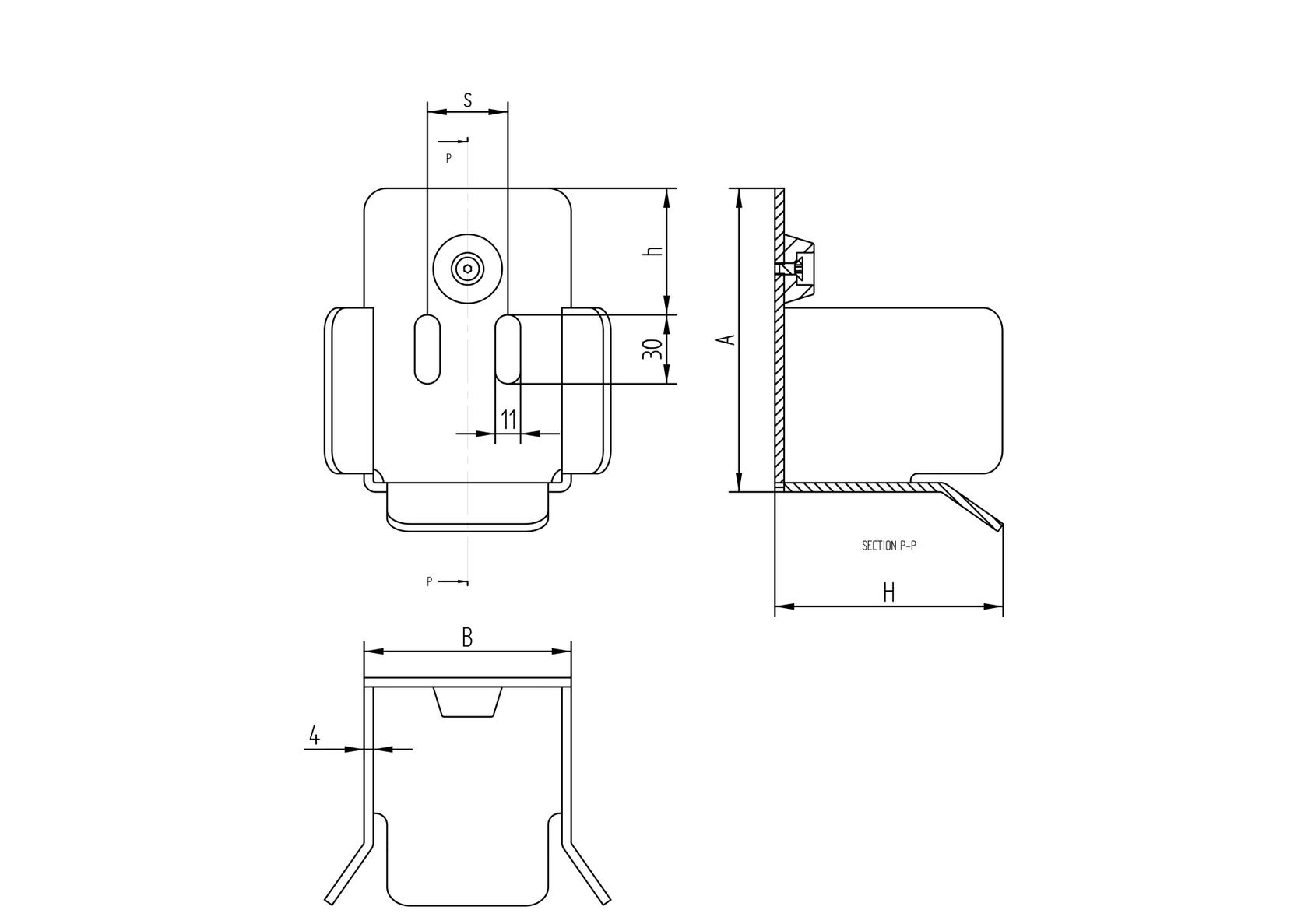 Cantilever Gate End Stop Zn, profile 80x80mm