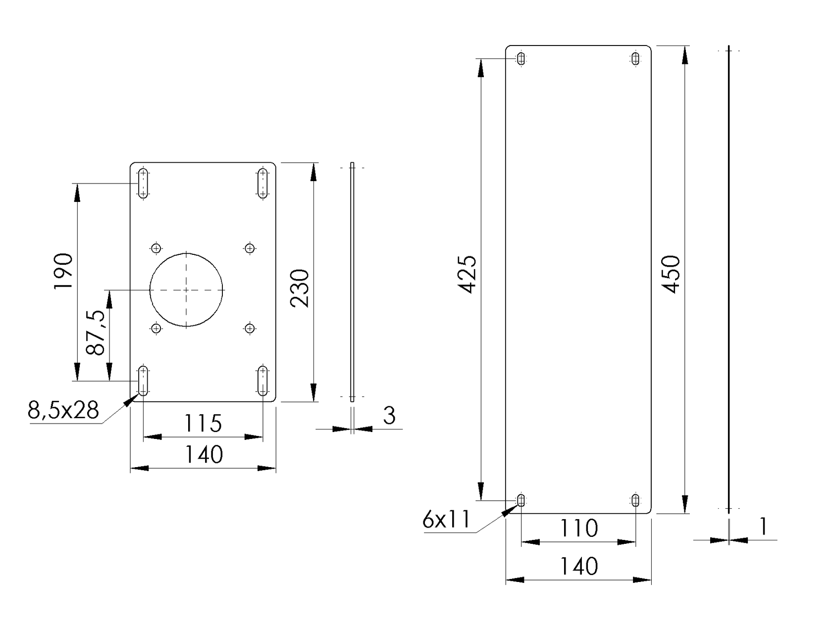 Príruba pre upevnenie pohonu NKSL400 na stlpik.