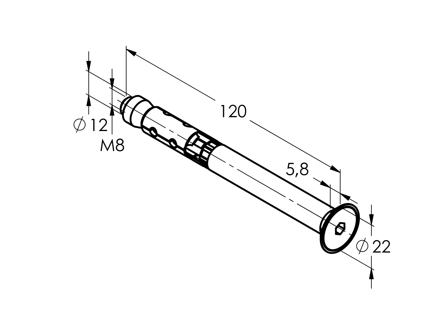 Heavy duty anchor with countersunk screw M8