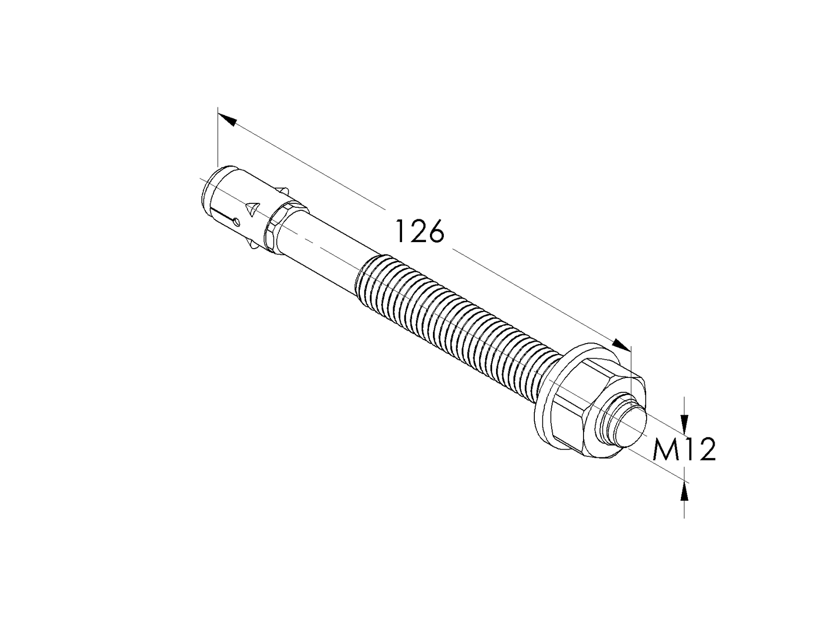Steel anchor, M12, d12, L124