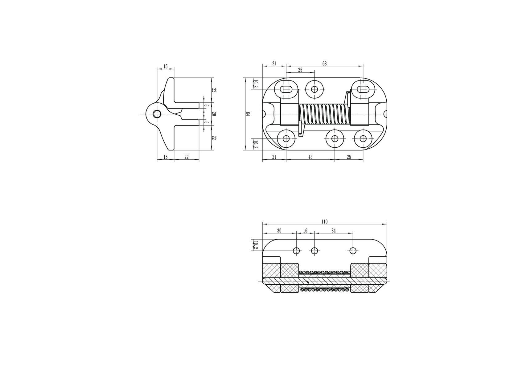 Hinge for gates, with fixed spring