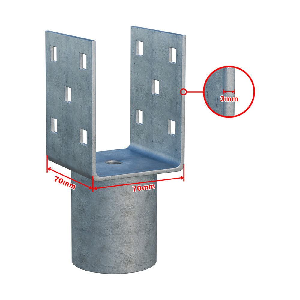 Nadstavec na zemnú skrutku Zn "U" 70x70x90x60mm