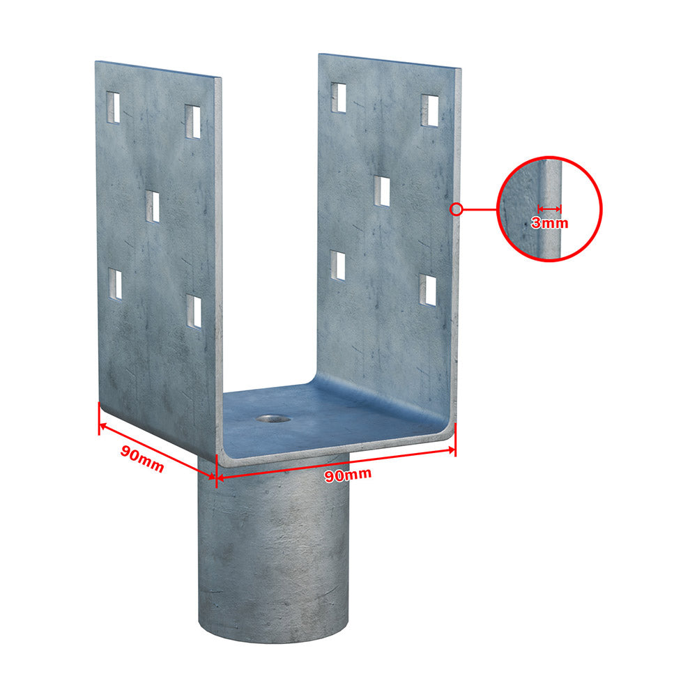 Nadstavec na zemnú skrutku Zn „U“ 90x90x120x52mm