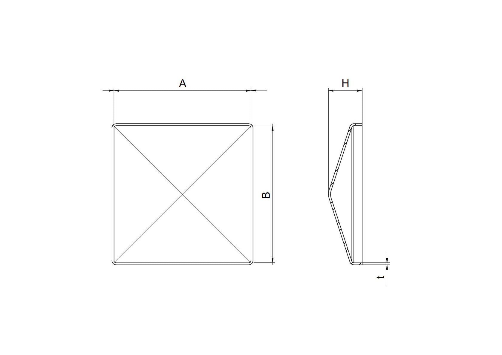End Cap for Post 40x40mm, AISI 304, K320
