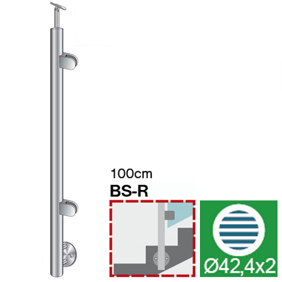 Stainless steel pole, BK-stairs, right AISI304, D4