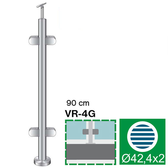 Stainless steel pole, VK-straight AISI304, D42,4/4