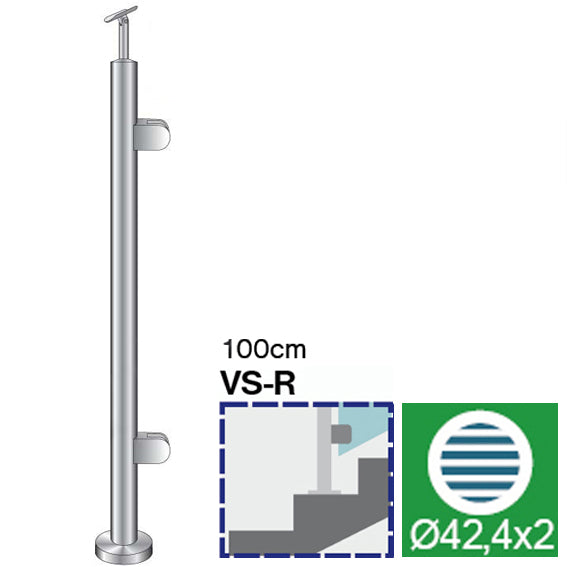 Stainless steel pole, VK-staircase, right AISI304,