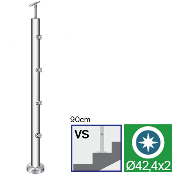 Stainless steel pole, VK-staircase