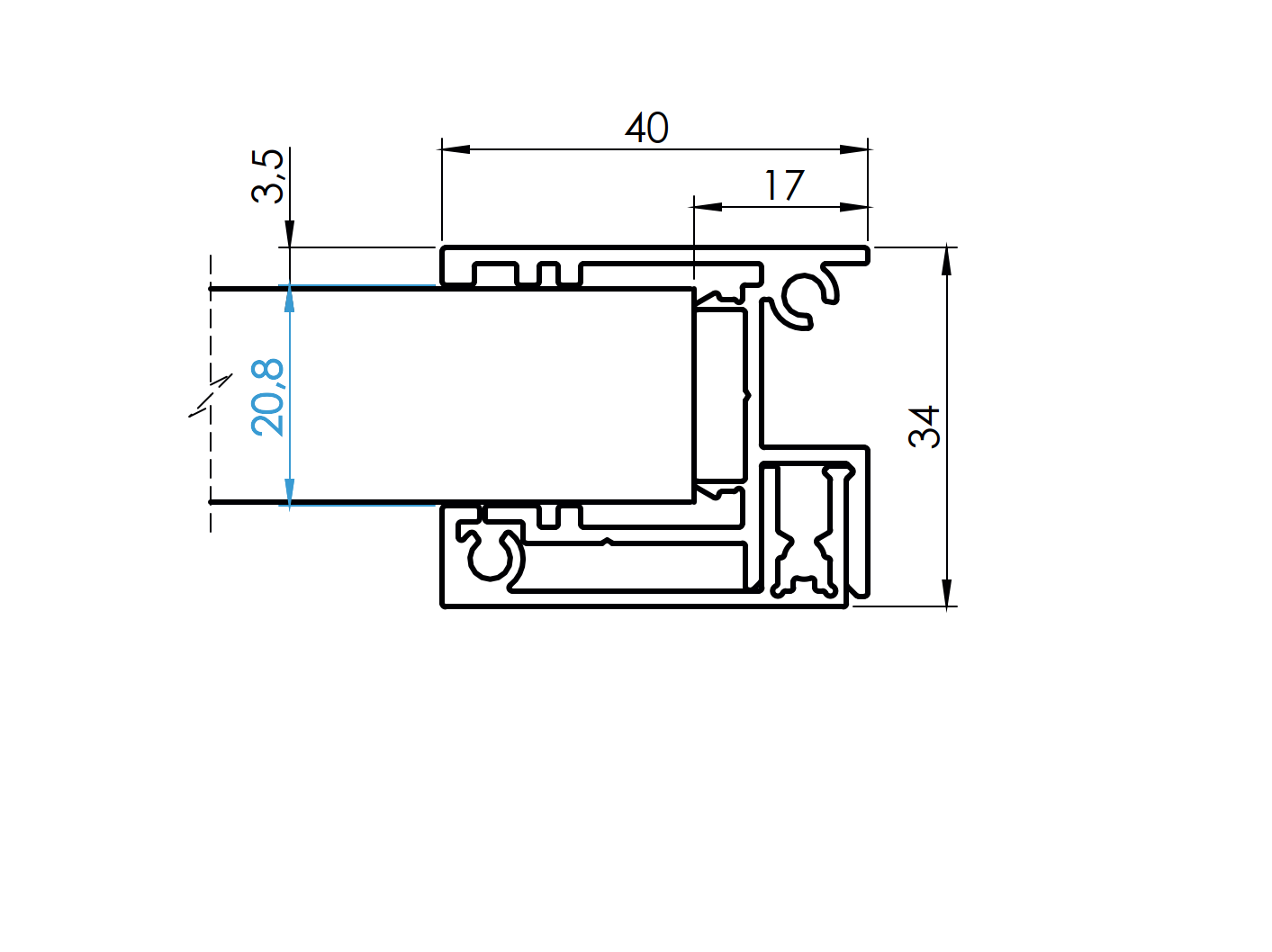 Set of aluminum fence adapters for fillings 20 - 1700mm