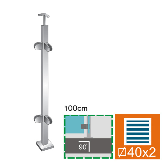 Stainless steel pole, upper anchoring, straight AI