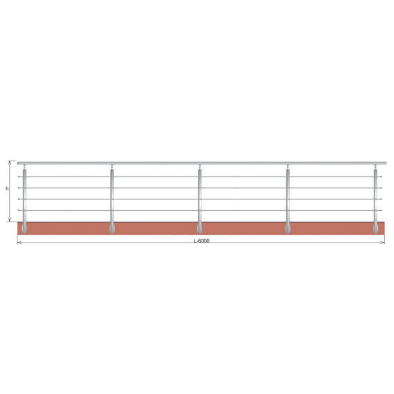 Railing JP, BR AISI304, 40x40x2/4xd12/H900/L6000mm