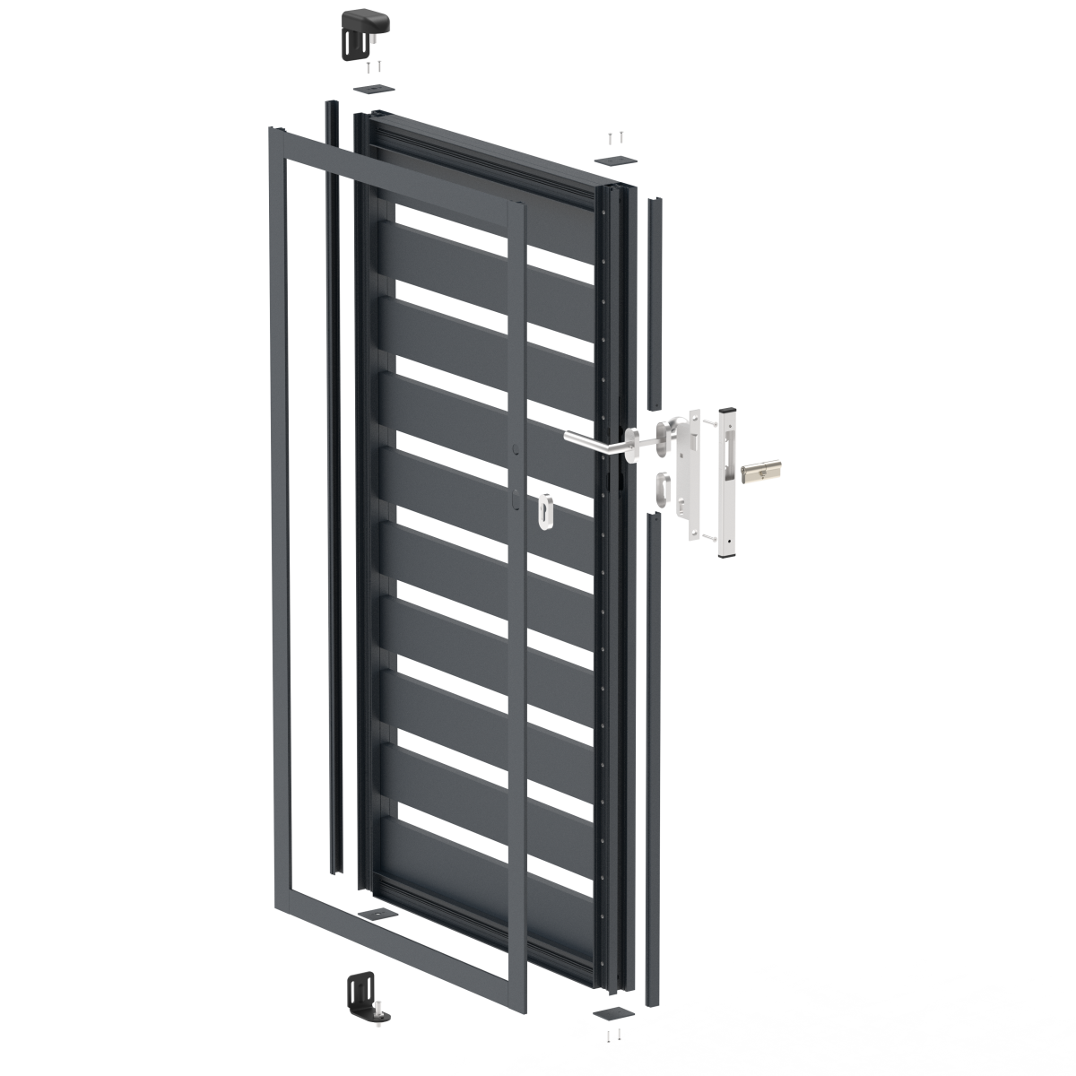 Single-wing aluminium gate 1,025x1,50m with 20x100 R7016 filling - set