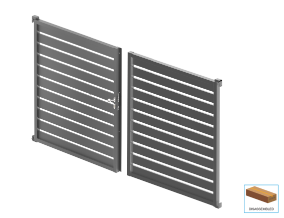 Double-wing aluminium gate 3.92x1.85m with 20x100 R7016 filling - set