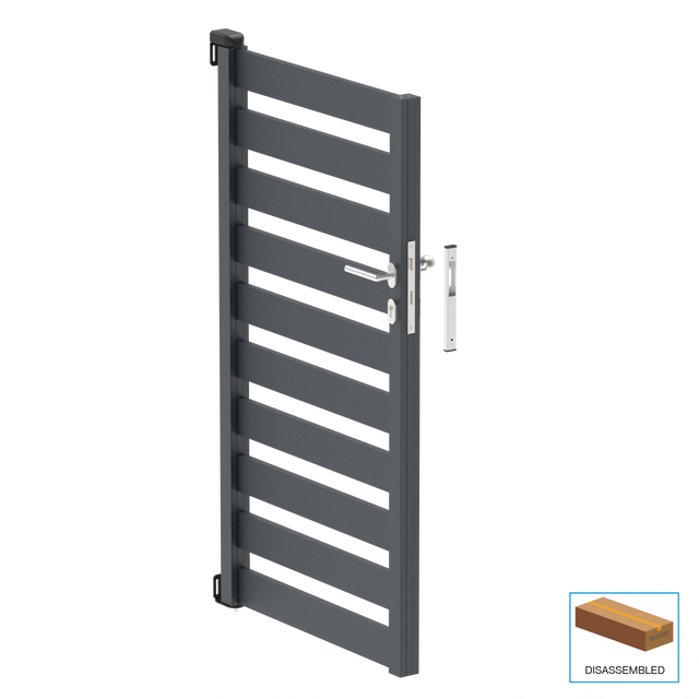 Single-wing aluminium gate 1,025x1,50m with 20x100 R7016 filling - set