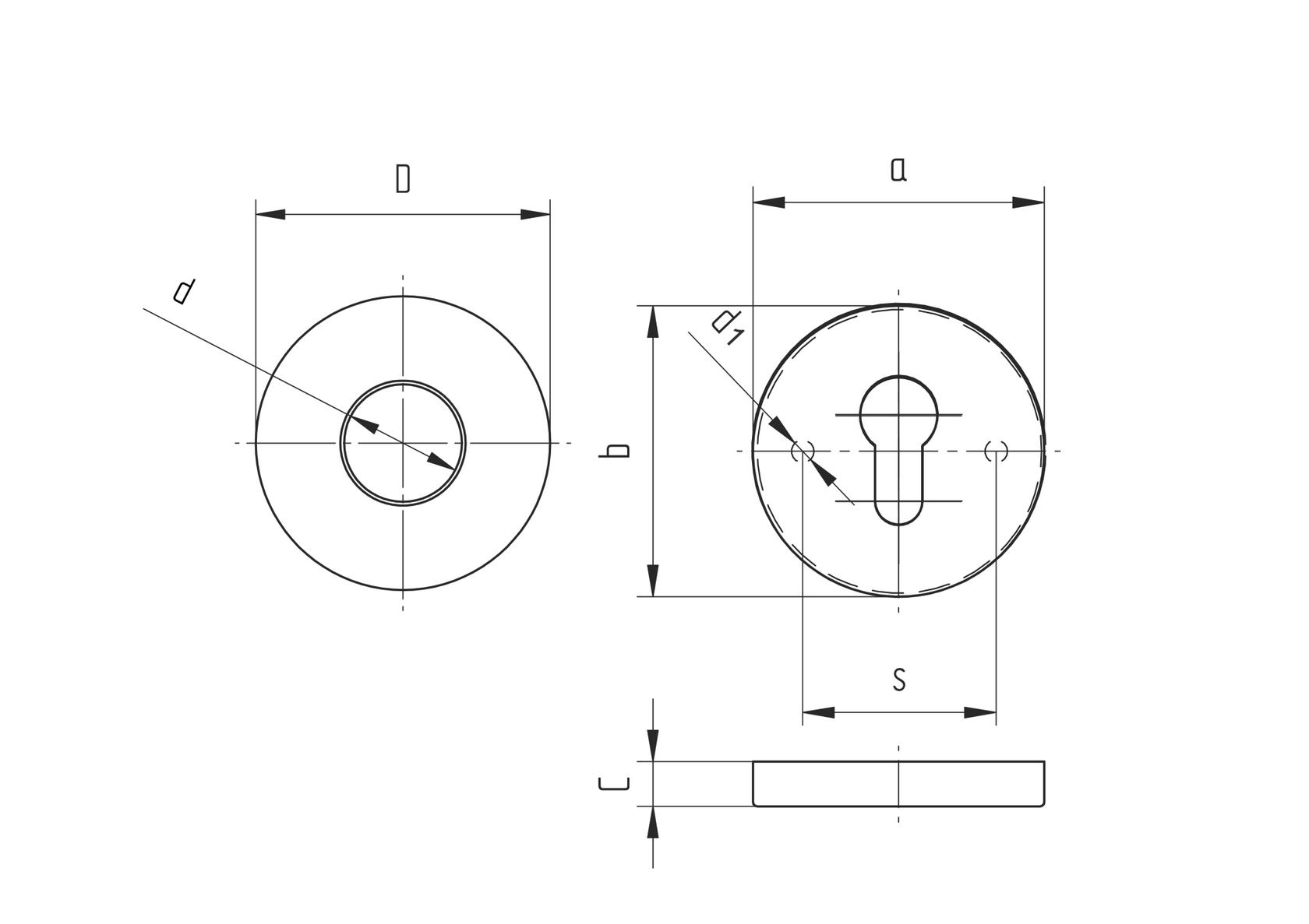 Lock plate - door handle D50, t2, d21mm