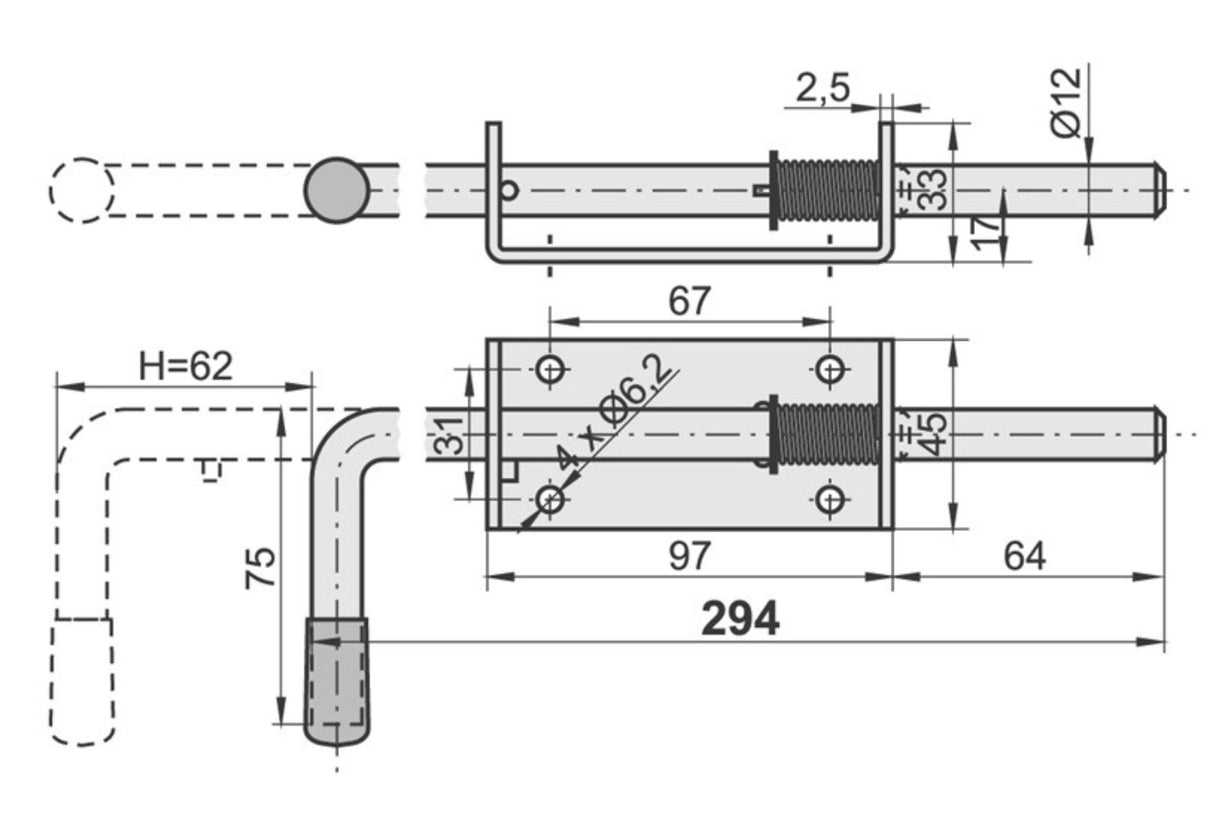 Gate socket Zn, L300mm