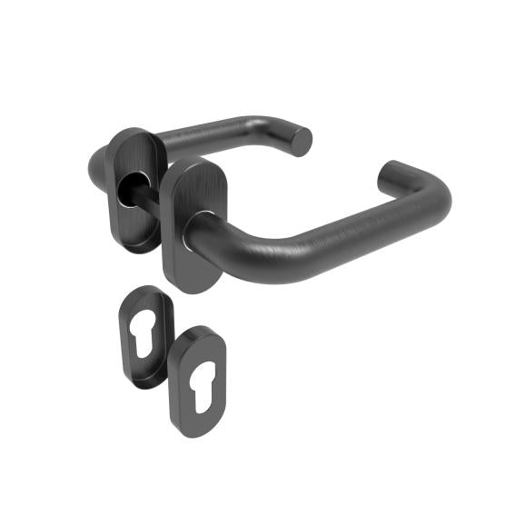 Door handle with plate, pair AISI 304, K320,