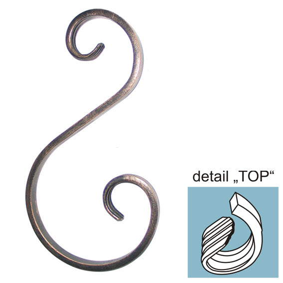 Scroll "S" h330, b130/65, 12x6mm