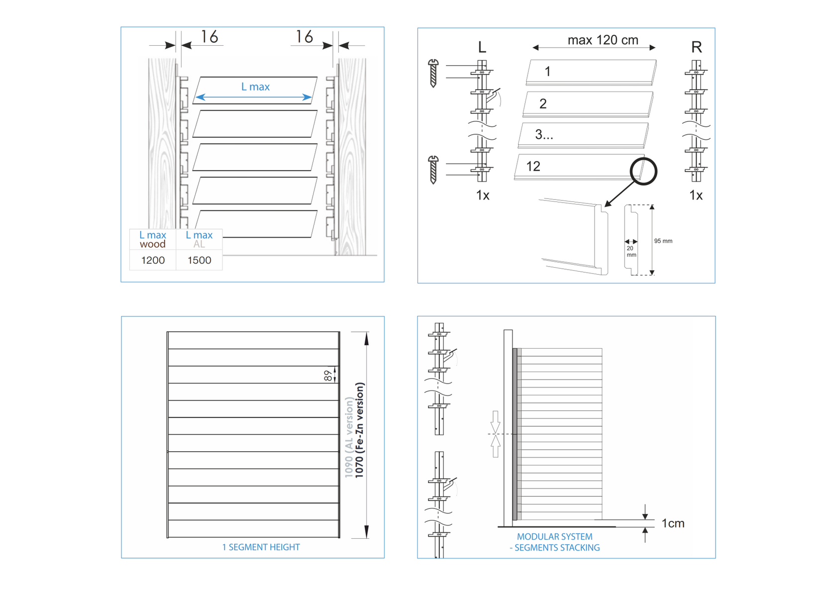 Movable aluminum system – louvered – pair (left + right)