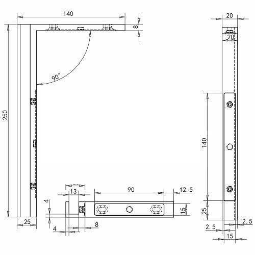 Stabilizing corner  25 x 14 cm