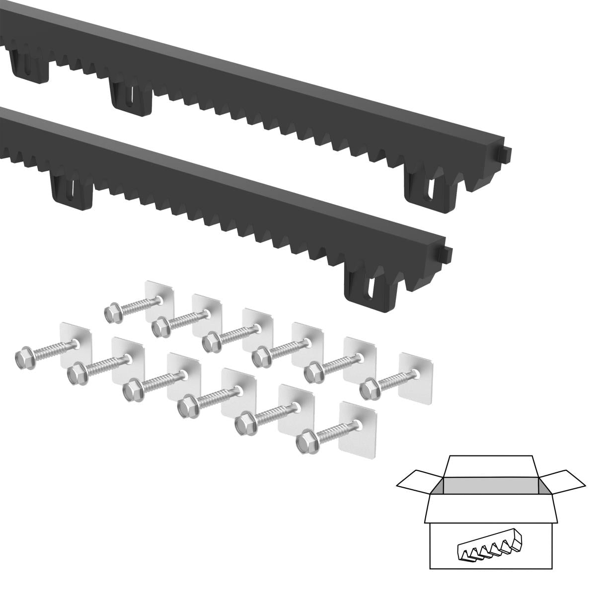 Nylon gear rack with steel core L 1+1m, max 700kg