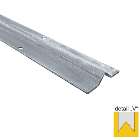 Bottom guiding rail - V Zn, 59,5x14,5mm, t3mm, L6m