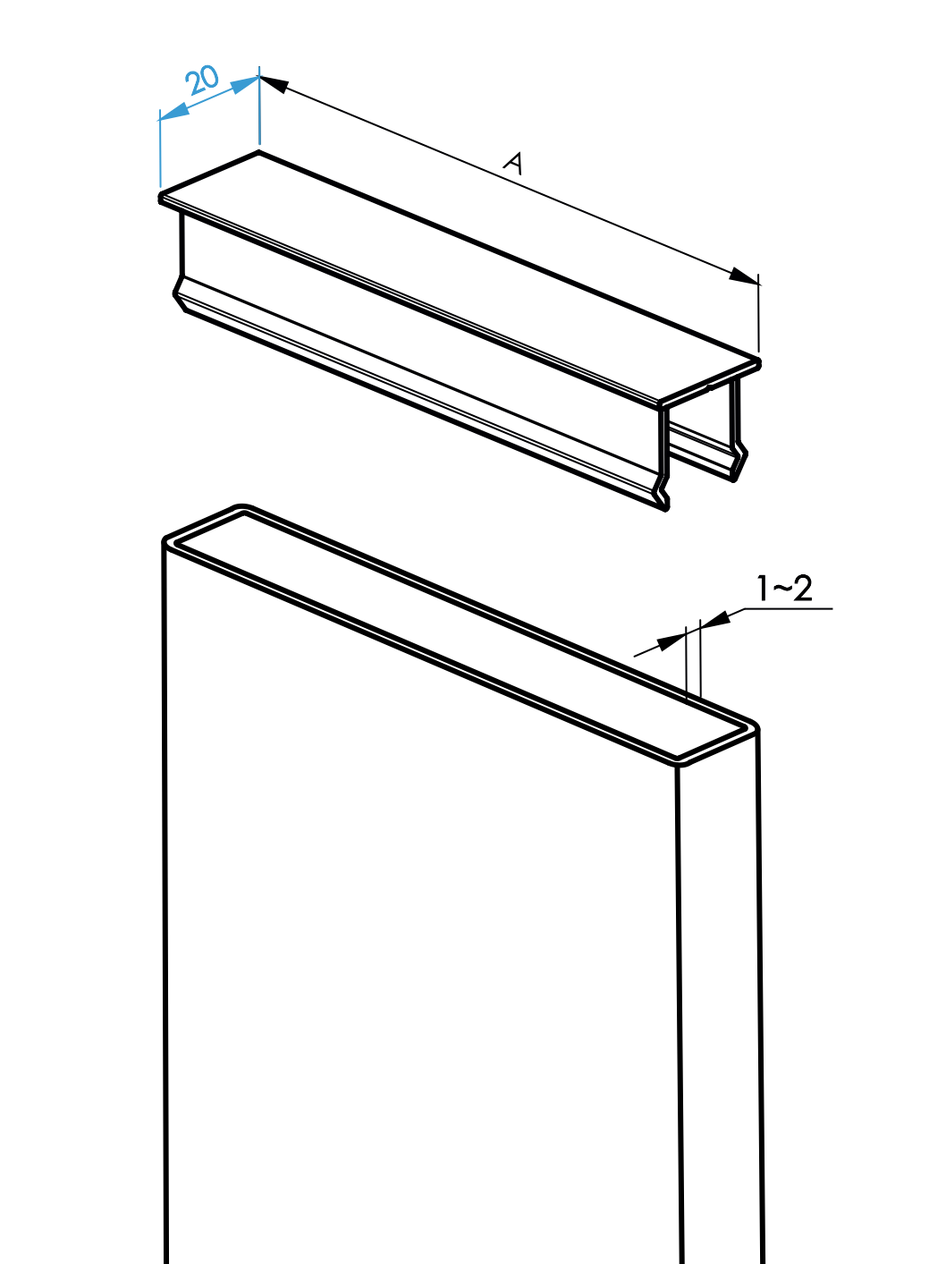 Cover for vertical infill 20x100x1 - R7016
