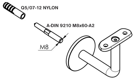 Handrail AISI304, 40x40mm/L6000mm