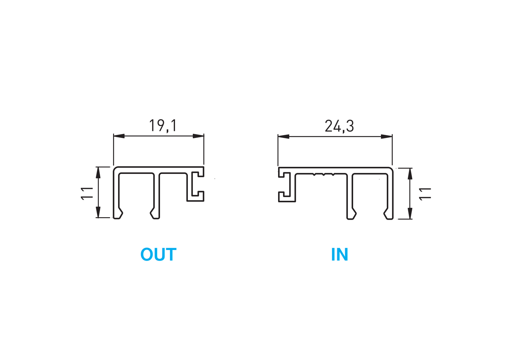 Internal cover bar for the profileAL/NX50-SEG