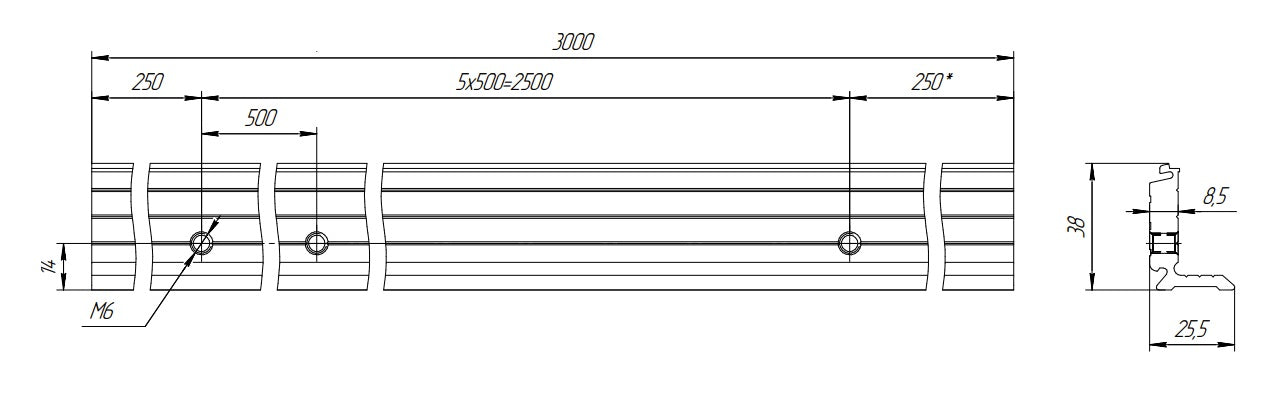 glazing profile 3m-set with cover BLACK H40