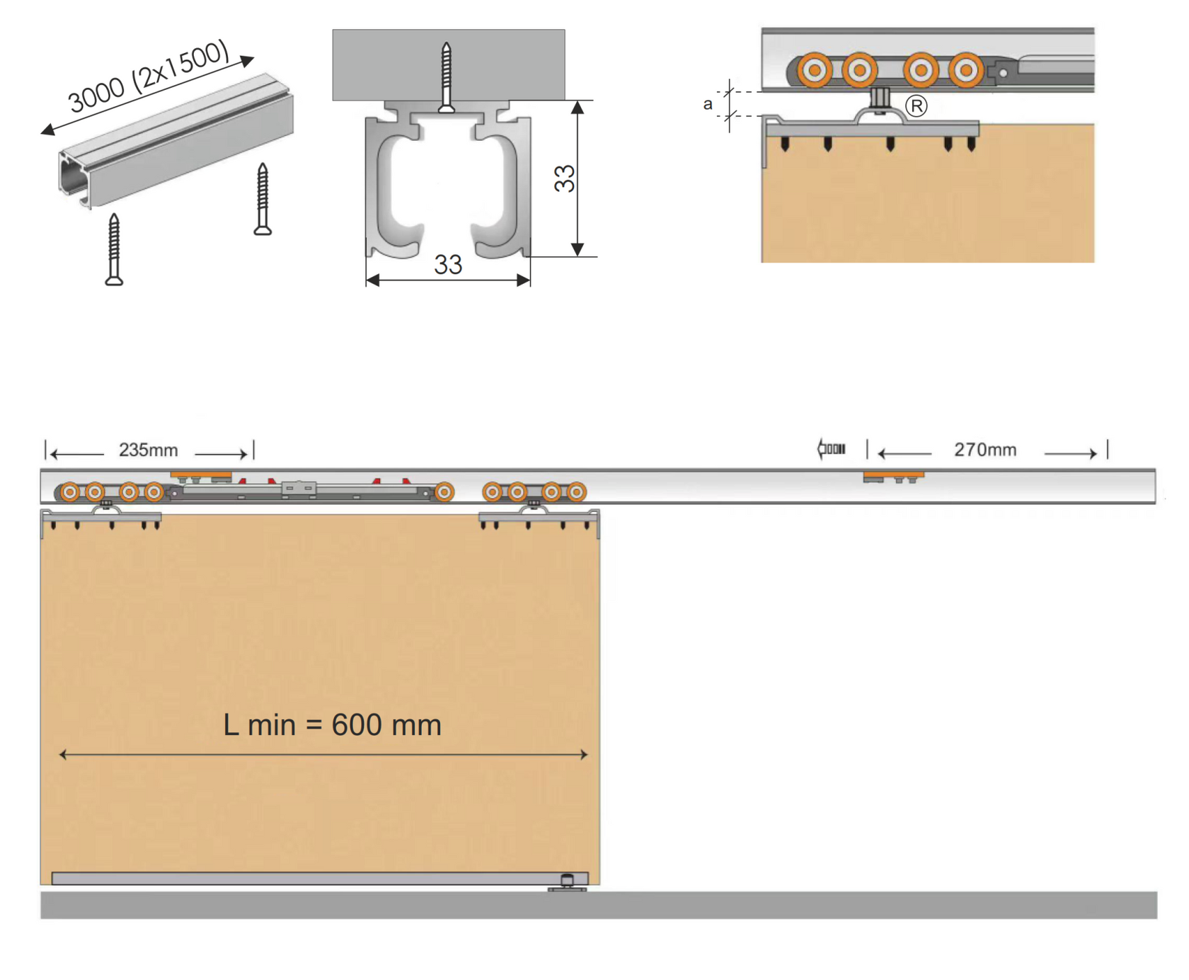 Fitting for louvers – AL rail 60 kg