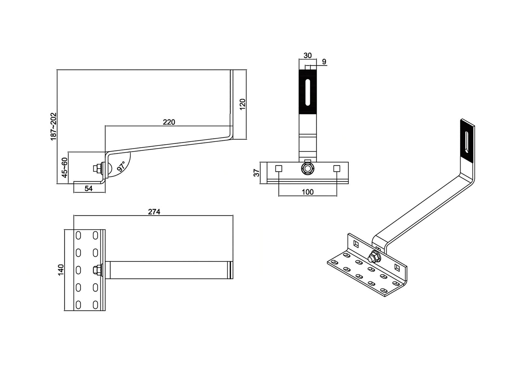 Stainless steel roof hooks without adjustment