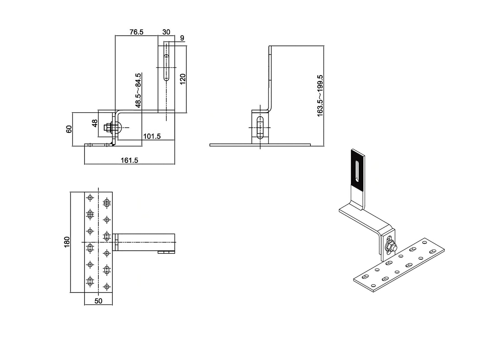 Stainless steel roof hooks with adjustment