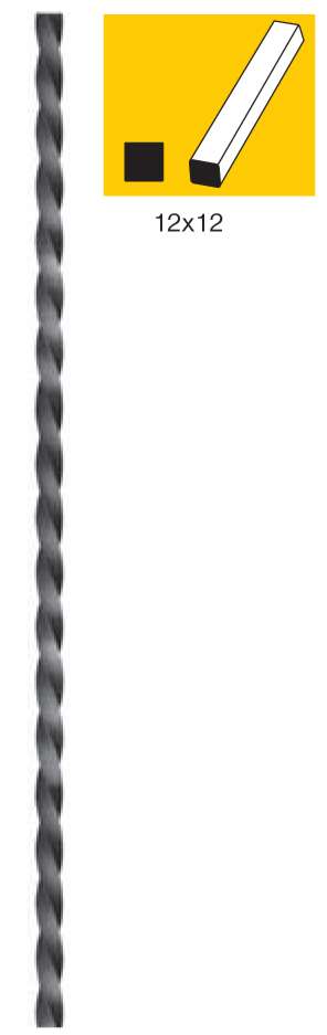 Decorative rod with hammered edges h1000, 12x12mm