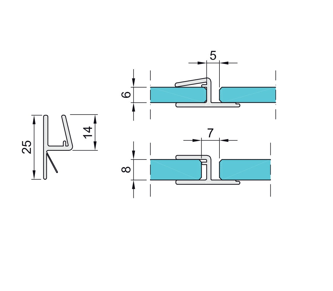 clip seal with wipe for glass door