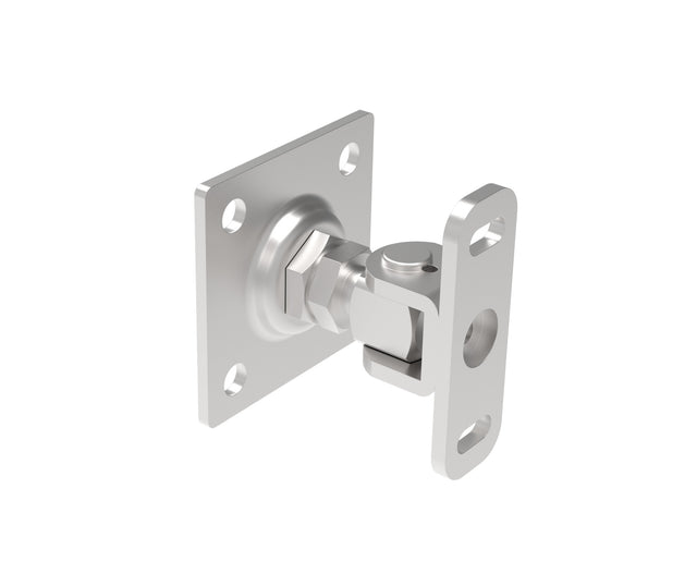 Adjustable hinge with anchoring flange, INOX, M16