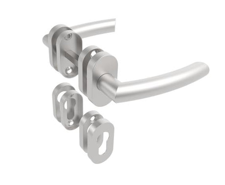 Door handle with plate, pair AISI 304, K320,