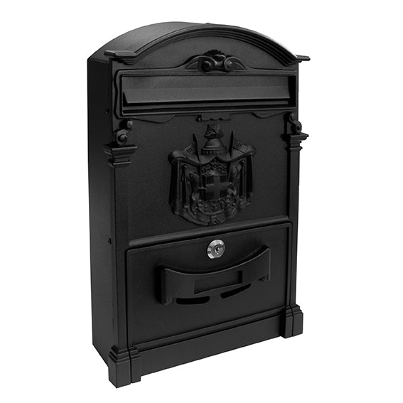 Postbox aluminum,steel powder coating 255x410mm, Al, black