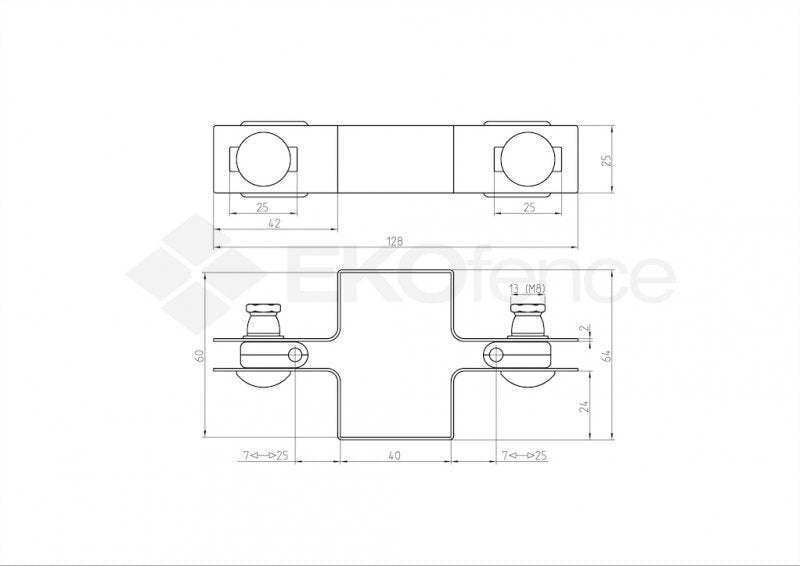 Objímka priebežná na stĺpik ZnPVC 60x40mm čierna M