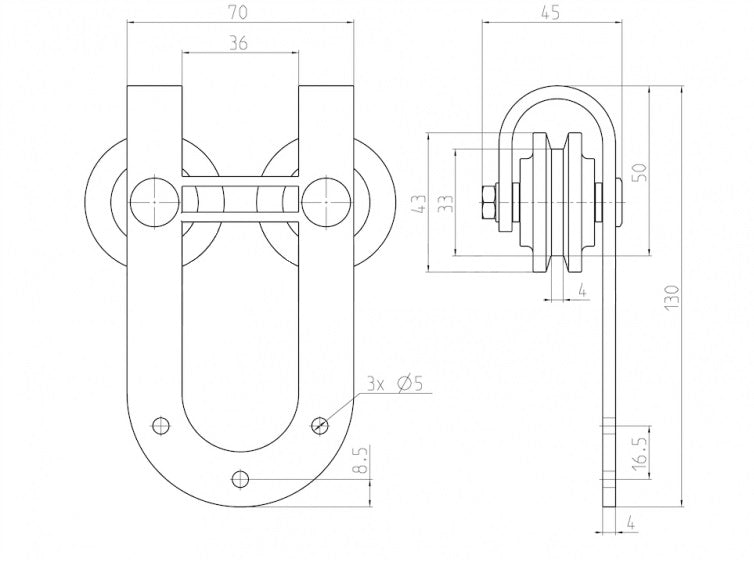 sliding barn door hardware - mini - "Arcus"
