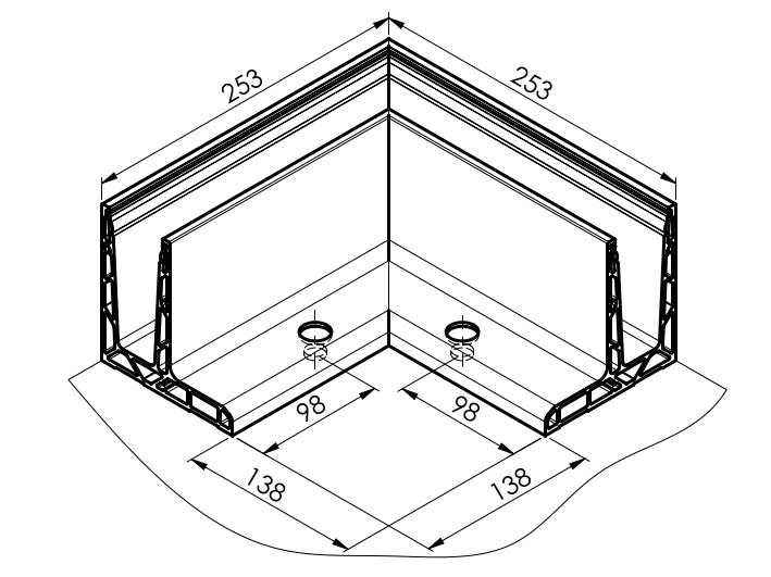 AL. profile, top mount  90° IN corner AL/ELOX/Sati