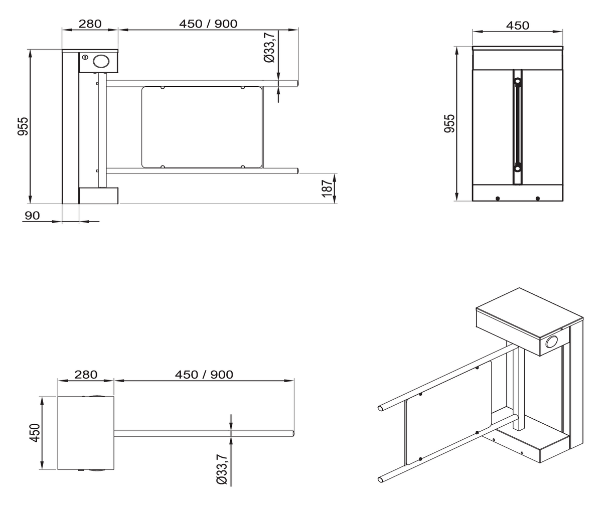 Turnstile for people with reduced mobility