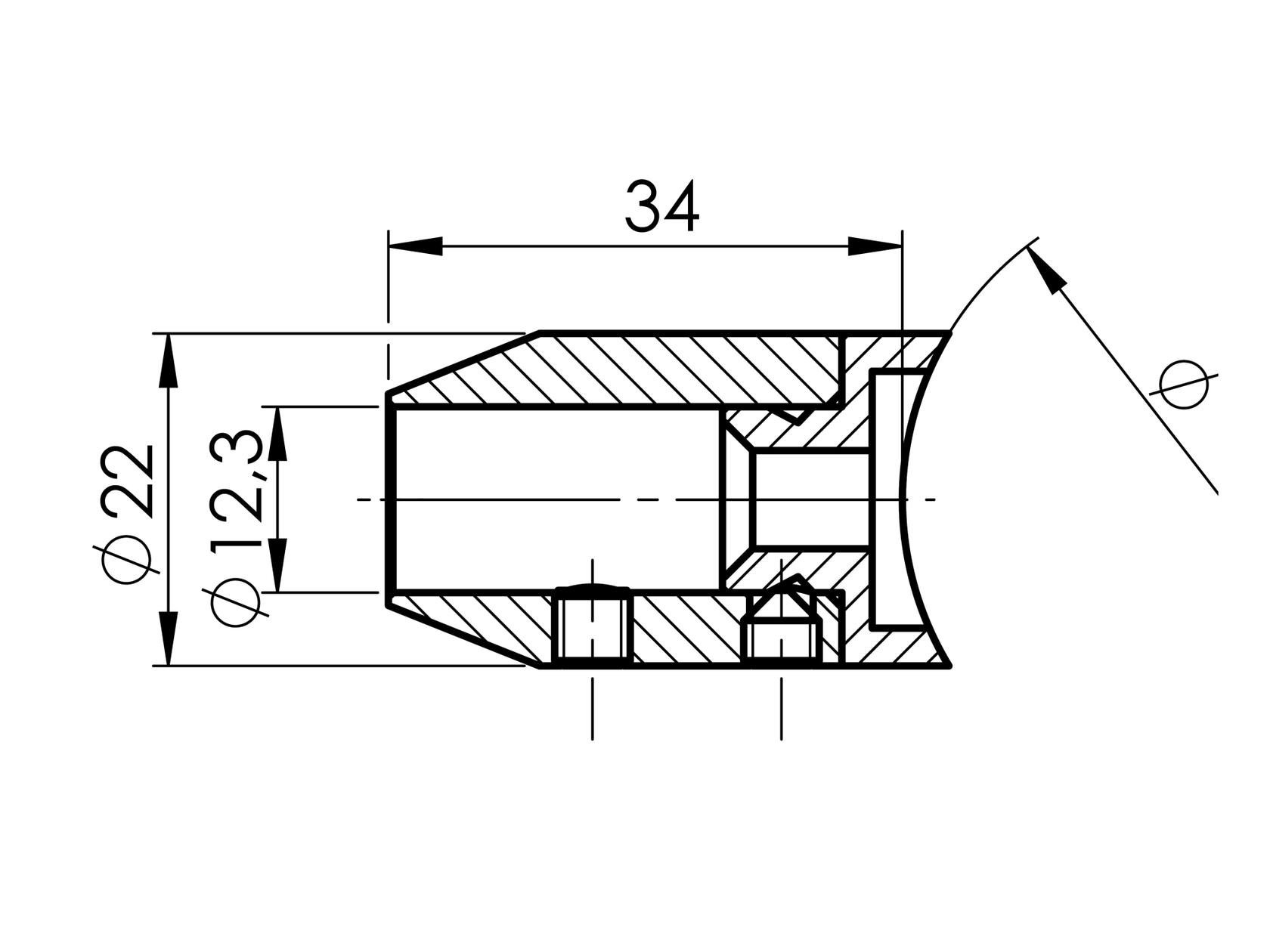 Tube - flat centerline crossbar holder- axial